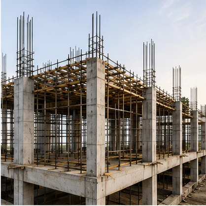 Reinforced structure during villa construction